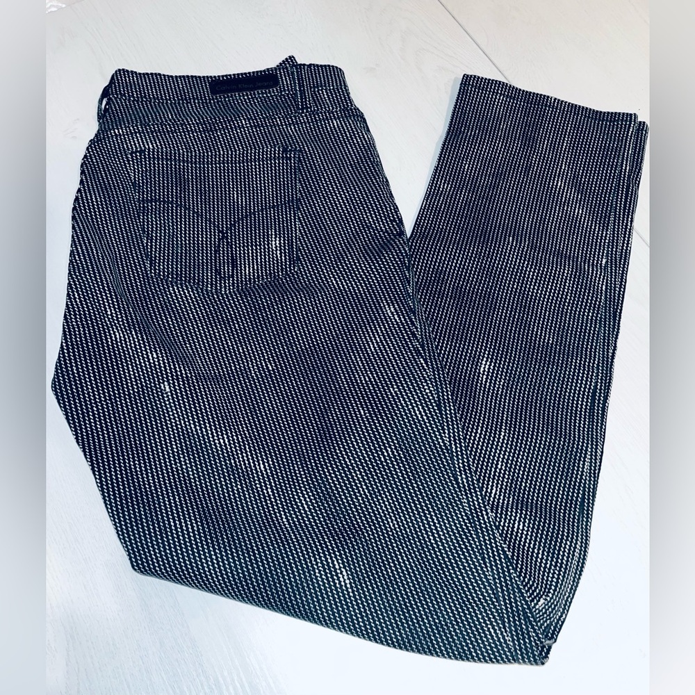 Calvin Klein Jeans Women’s Black and White Patterned Slim Cotton Pants